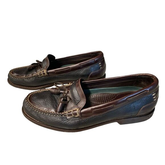 Sebago Tassel Loafers Mens 10.5M Brown Black Leather Moc Slip On Vintage Brazil main image 5